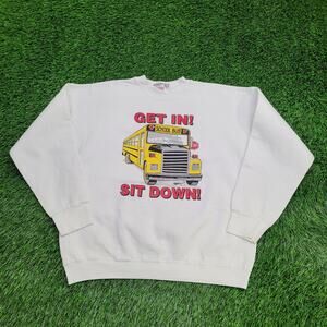 Vintage Funny School Bus Sweatshirt Womens L/XL 22x23 Baggy
